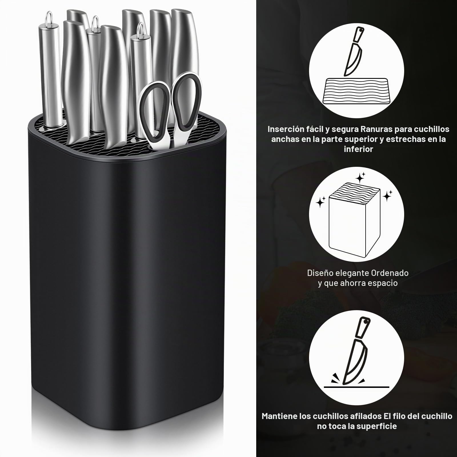 Soporte Cuchillos Cocina, Porta Cuchillos Cocina, Bloque para Cuchillos sin Cuchillos, Soporte Universal para Cuchillos con 21 Ranuras y Diseño de Desagüe, Bloque de Cuchillos Vacío ExtraíBle