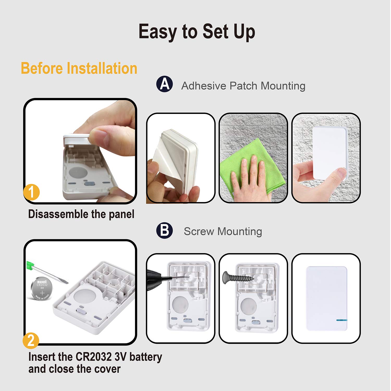 4Stück Kabelloses Lichtschalter-Set WiFi, Mini Switch WiFi Empfänger-Kit, Keine Verkabelung Sprachsteuerung Timing-Funktion IP66 Wasserdicht, Kompatibel mit Alexa Google Assistant Tuya Smart Life APP