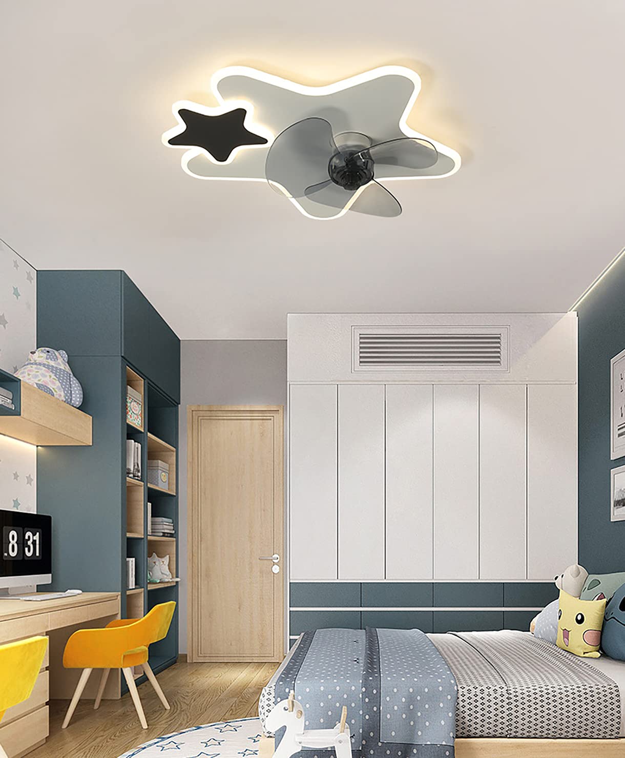 Ventilateur de plafond DC silencieux pour dormir au frais dans une chambre contemporaine