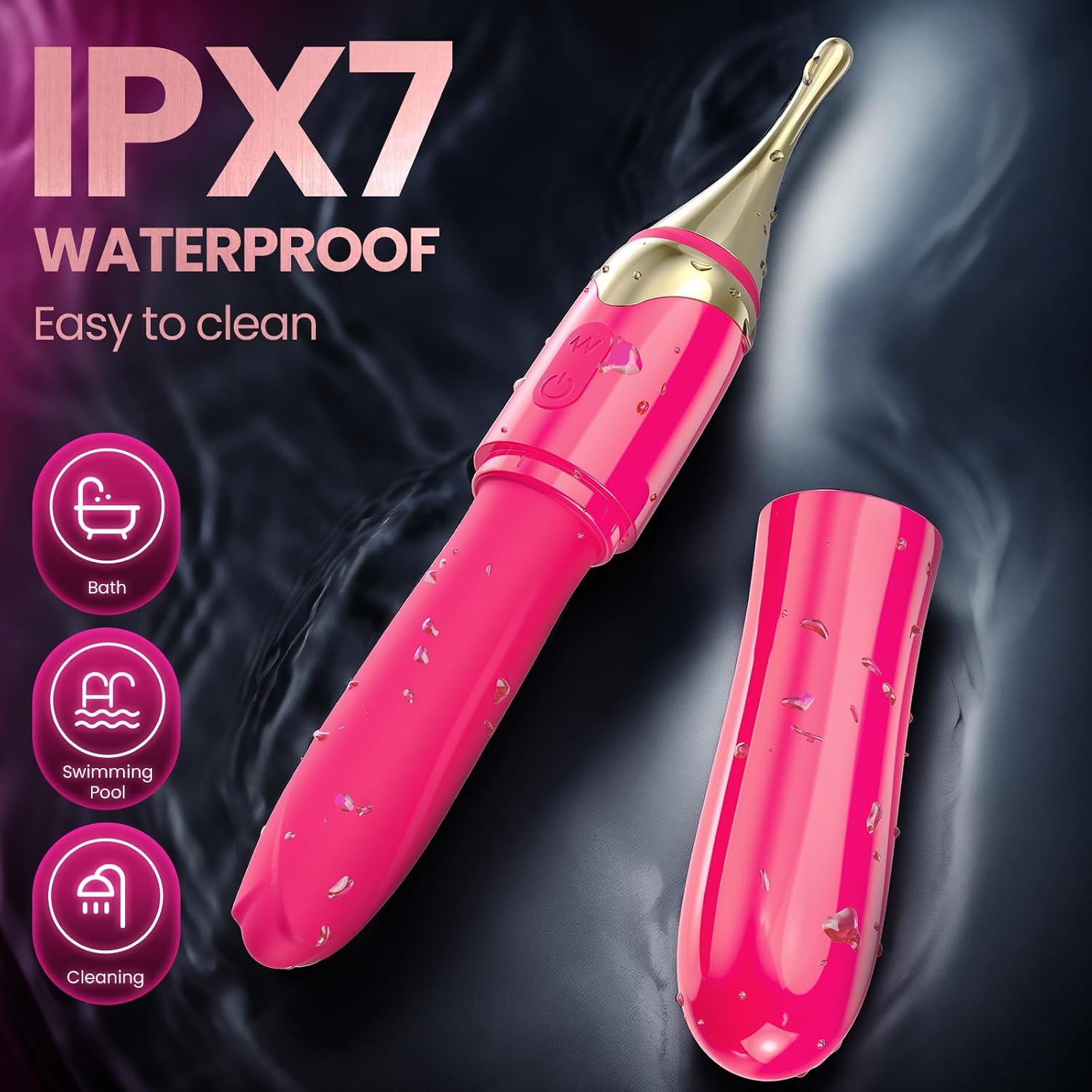 2 in 1 Vibrator Wand Female Rose Sex Toys for Women