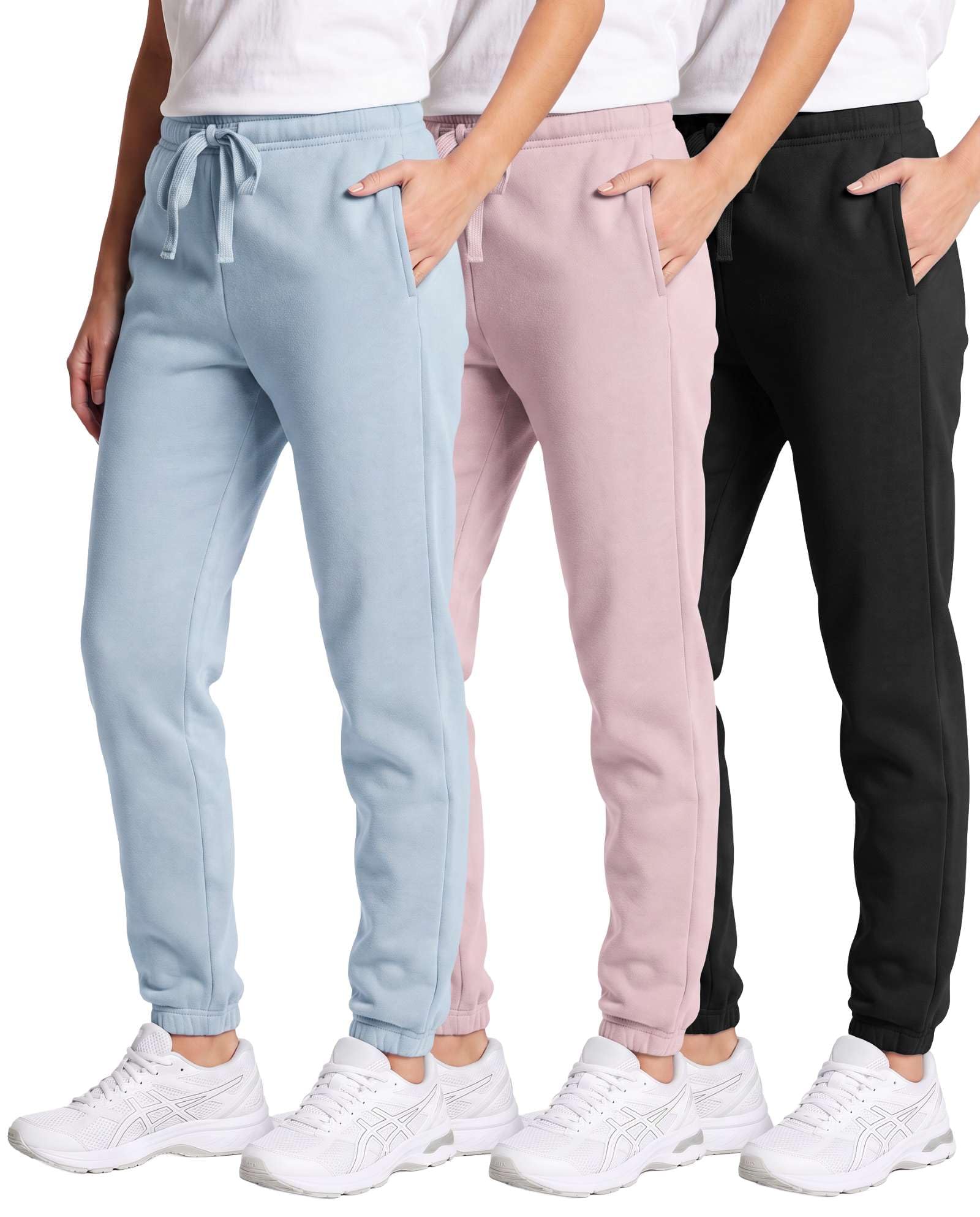3 Pack Girls' Cotton Fleece Joggers Sweatpants Kids Teens Pants Sweats