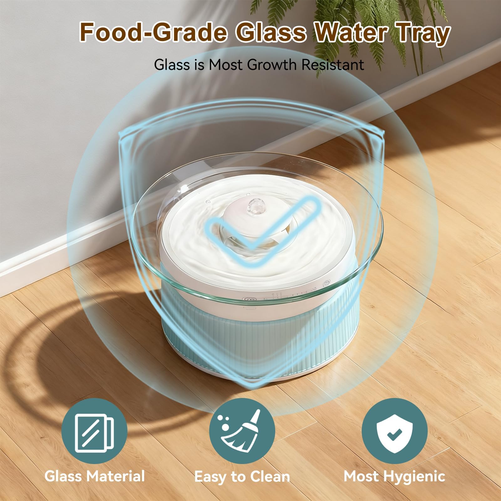 Fuente de agua inteligente de vidrio para mascotas, fuente de agua potable para gatos, sin filtro, fuente de agua para mascotas sin filtro que funciona con pilas