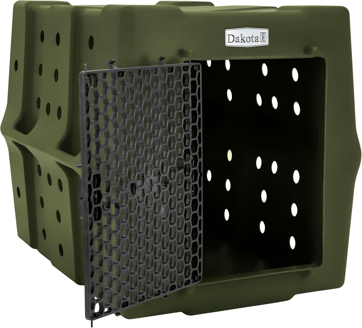 Dakota 283 Canine Rough and Tough Economy Dog Crate w/Removable Two-Way Door - Heavy Duty Outdoor Kennel for Large Breed Dogs (Olive, Large)
