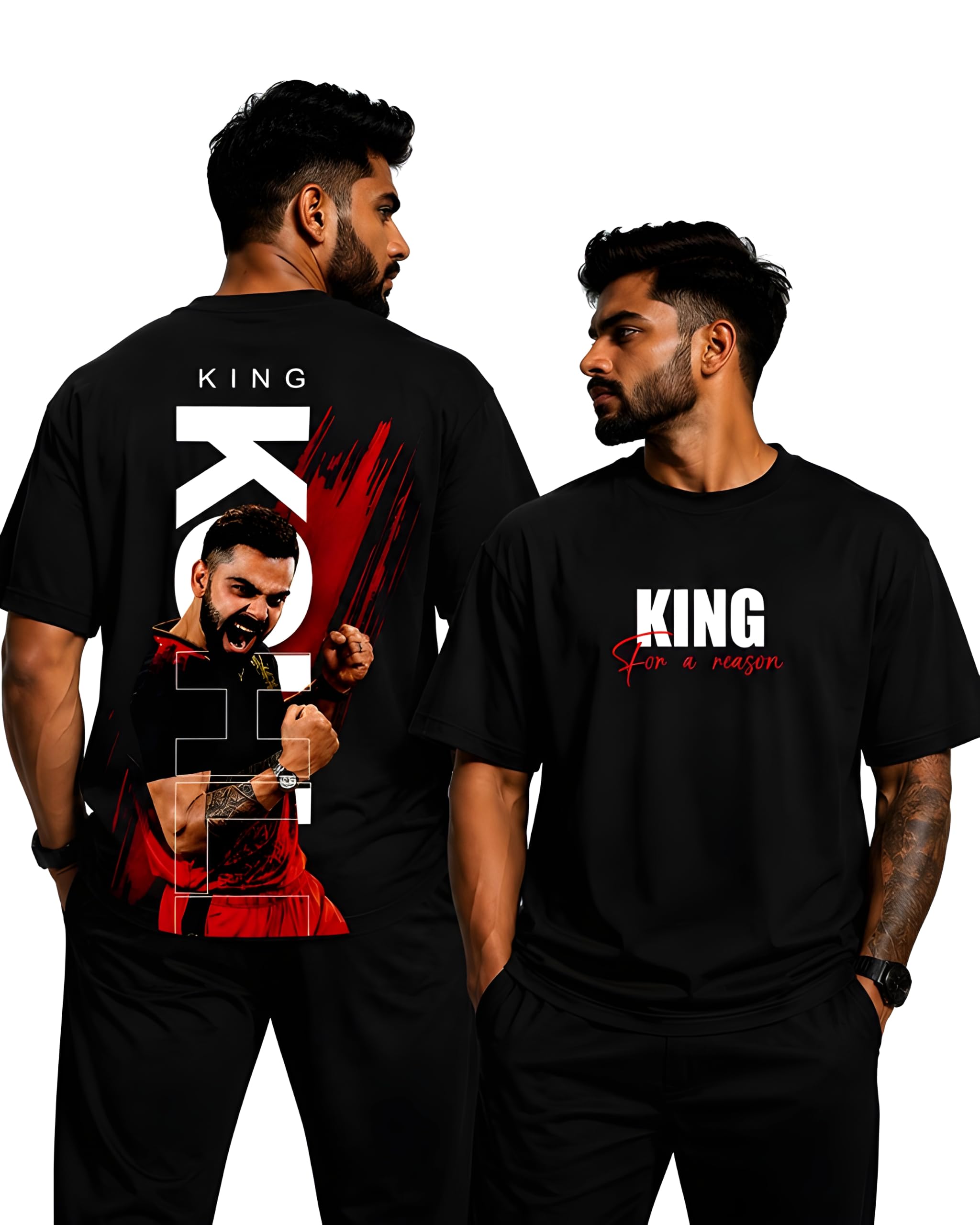 Cricket Inspired Oversized T-Shirt for Men | Premium 240 GSM Cotton | Graphic Back Print Streetwear | Half Sleeve Round Neck Casual Tee-picture-59