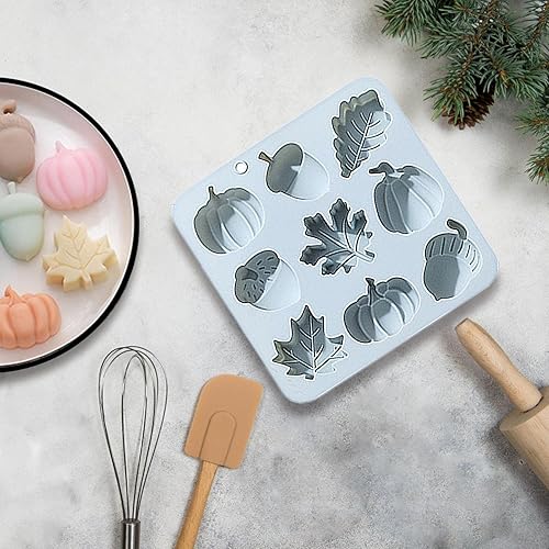 Miniatura 4 de Molde de silicona de hoja de arce, 12 piezas de moldes de fondant de otoño otoñal, moldes de resina de calabaza 3D, moldes de fundición epoxi con