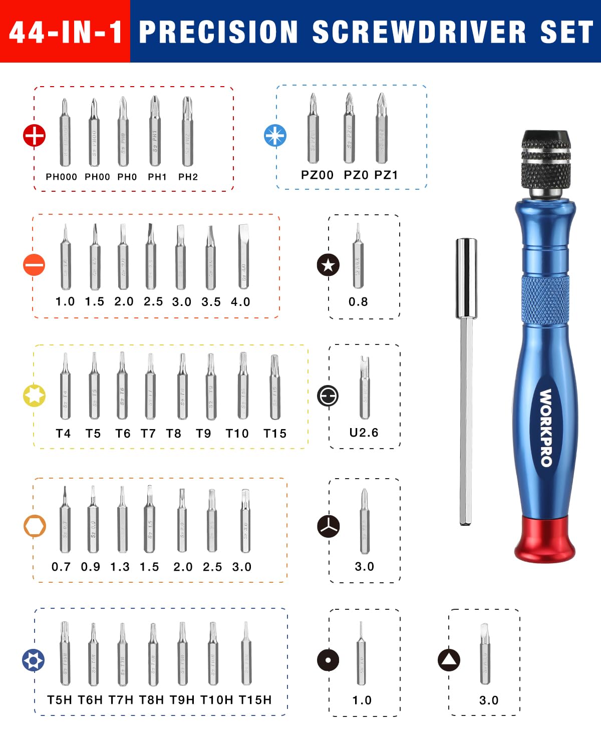 WORKPRO Precision Screwdriver Sets, 44-in-1 Multi-Bit Manual Screwdriver Set - Image 2