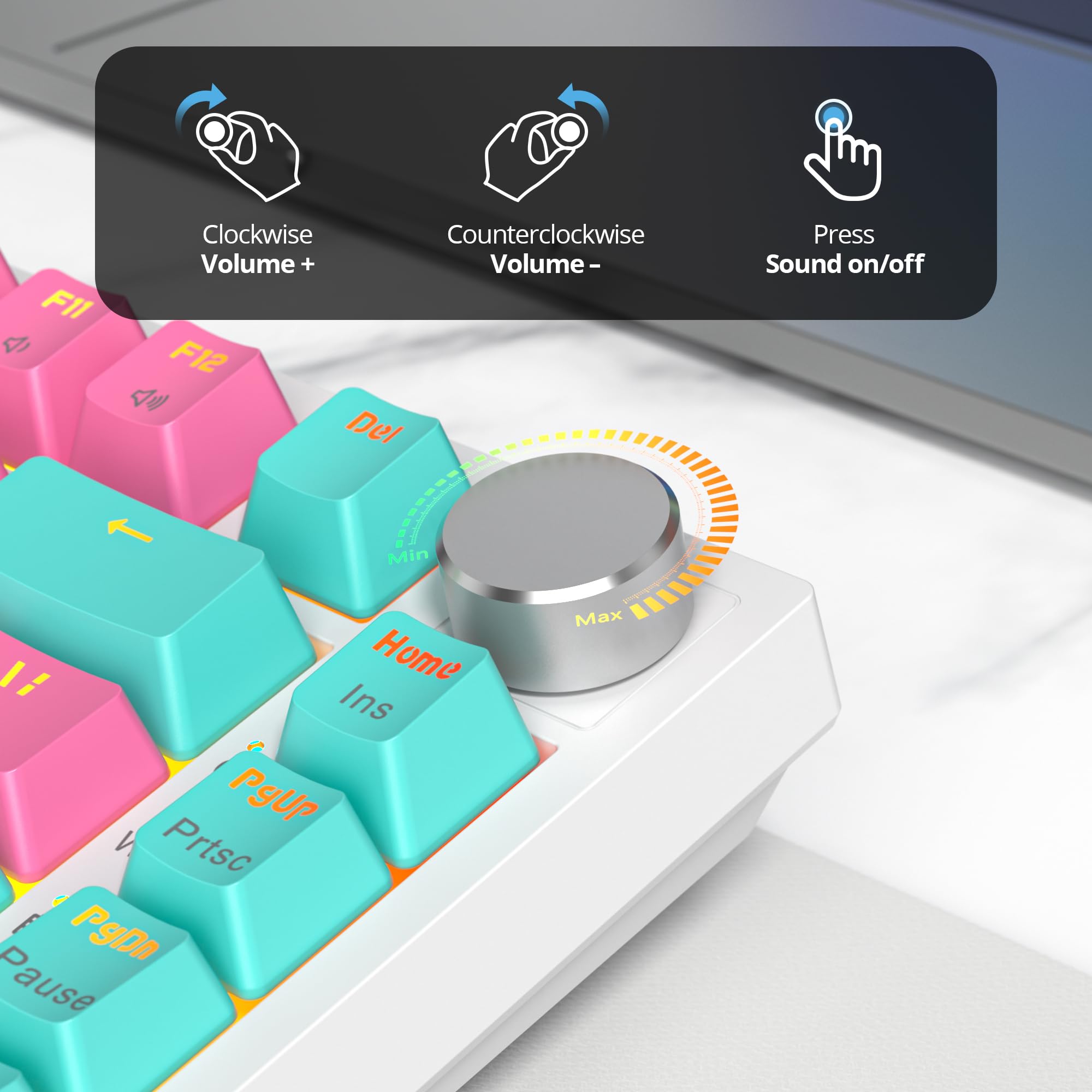 Tastiera 75 Percento Meccanica Wireless,USB/Bluetooth/2.4G,Retroilluminata RGB, Creamy Keyboard TKL Tastiera Compatta da Gaming con Knob Hot-swap per PC,MAC Layout QWERTY americano
