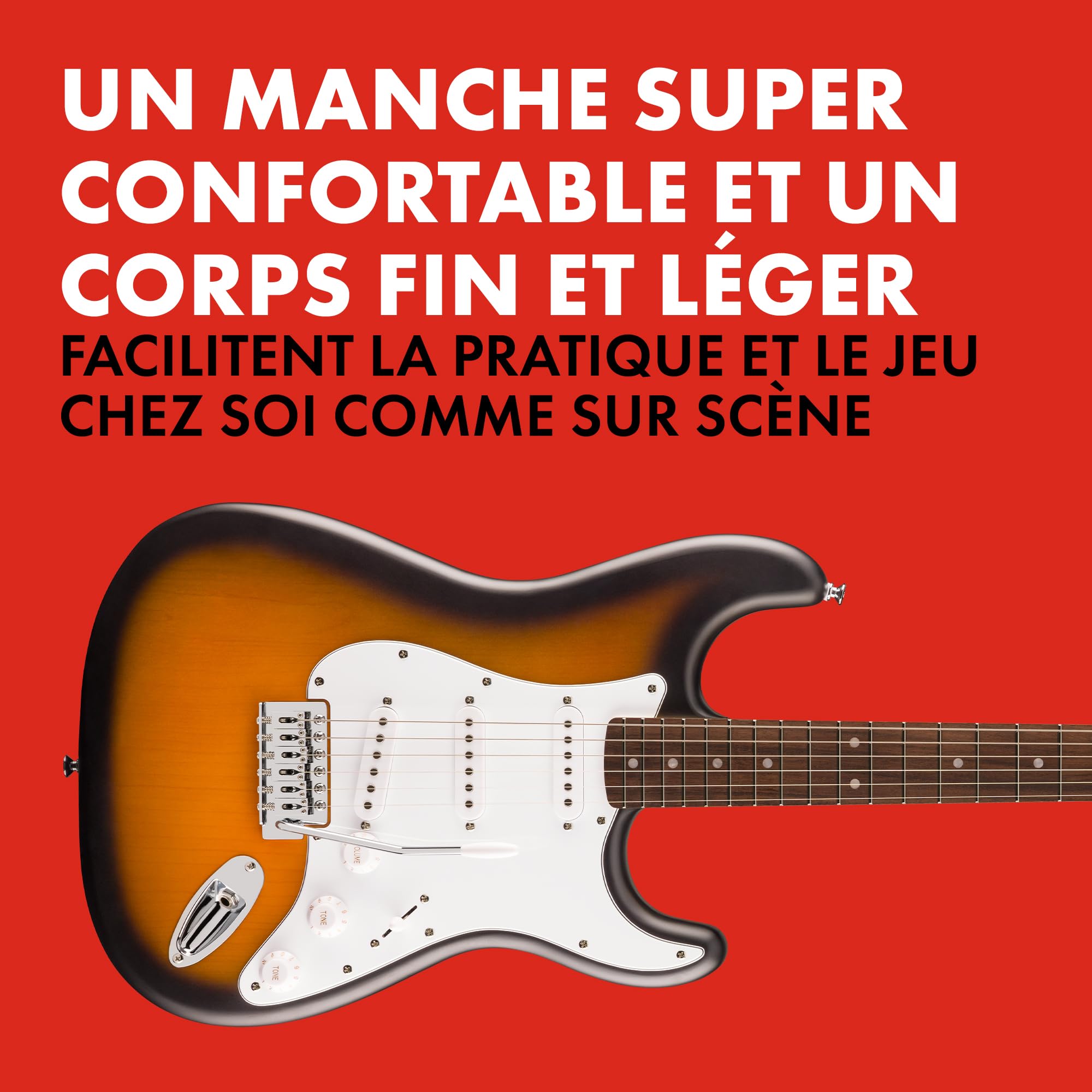 Fender Squier Debut Series Stratocaster Guitare Electrique, Guitare pour Débutants, avec 2 ans de Garantie, 2 Couleurs Tonalités Marron