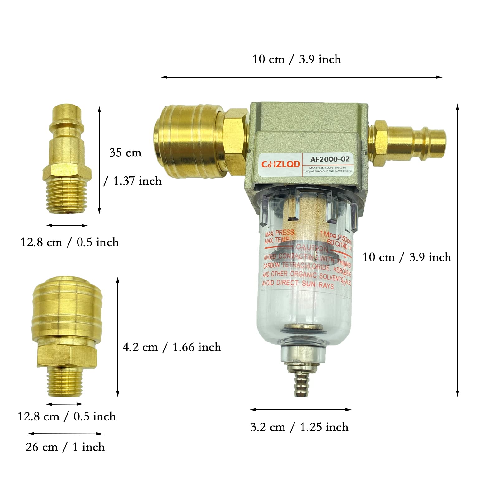 Filtro Per Aria Compressa 1/4 - Separatore Acqua E Olio | Con Scarico Semiautomatico | Per Compressori E Utensili - Foto 12