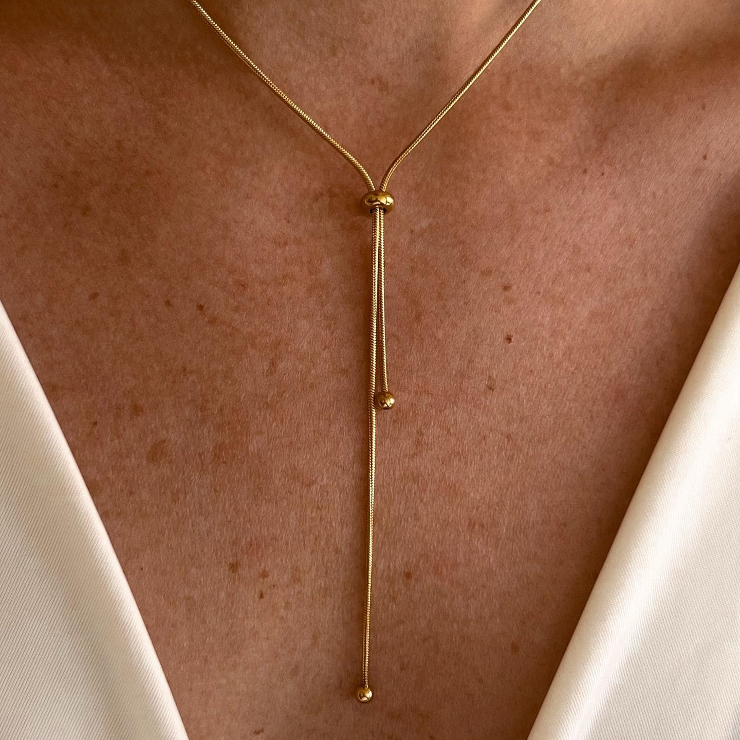 Lariat Long Gold Necklace for Women Long Adjustable Bolo Chain with Tassel Dress Sweater Chain 18K Gold Plated Y-Shaped Drop Dangle Prom Jewelry Gold Gifts