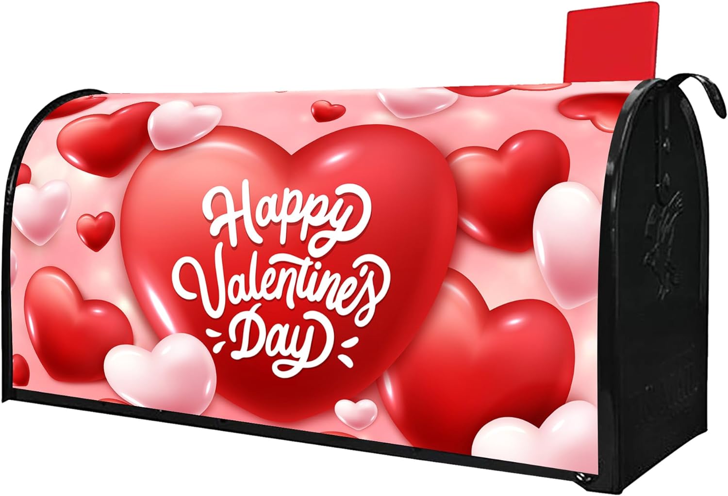 Valentine's Day Magnetic Mailbox Cover - Heart Pattern Outdoor Mailbox Wrap for Valentine's Day Yard Decoration,Magnetic Standard Size 18" X 21"