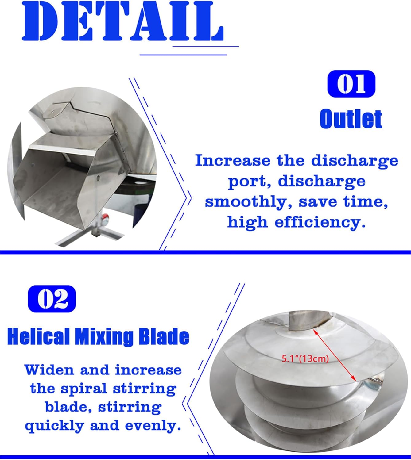 220V Feed Mixer Blender 4KW Vertical Feed Mixing Machine Stainless Steel Plastic Mixer Capacity 440lbs for Particle Grain Seed Dry and Wet Use, Without Lid