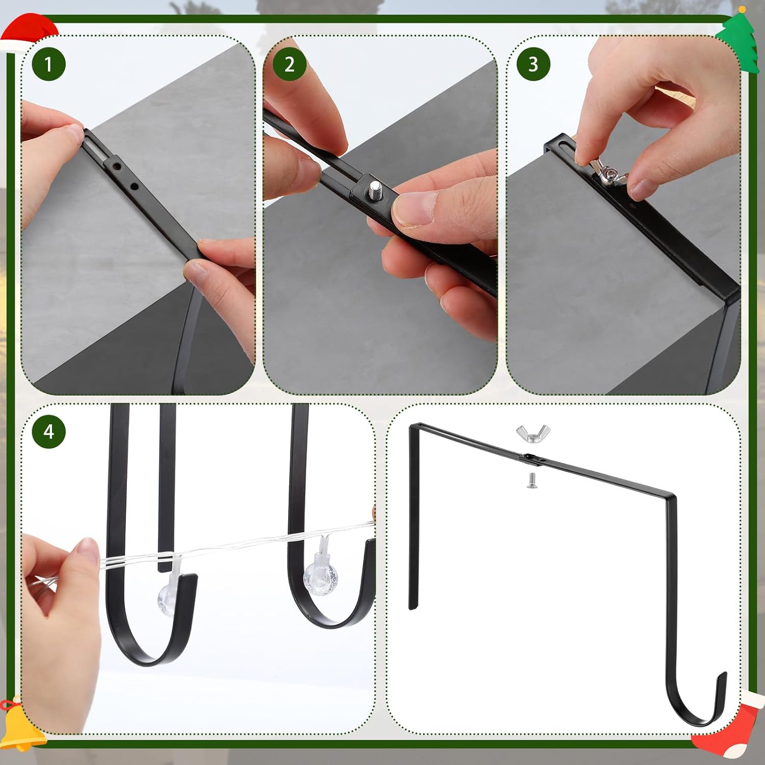 LEIFIDE 10 Pack No Drill Concrete Hangers Adjustable 6-11 Inch Wall Brick Hangers Metal Large Outdoor Light String Hooks for Plants with Screws & Screwdriver for Cinder Block Concrete Wall Fence