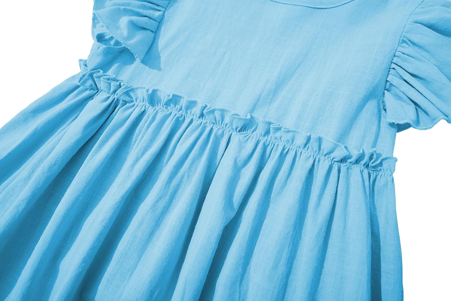 Toddler Baby Girls' Cotton-Linen Sundress with Ruffle Halter Sleeveless and Swing Dress - Image 6