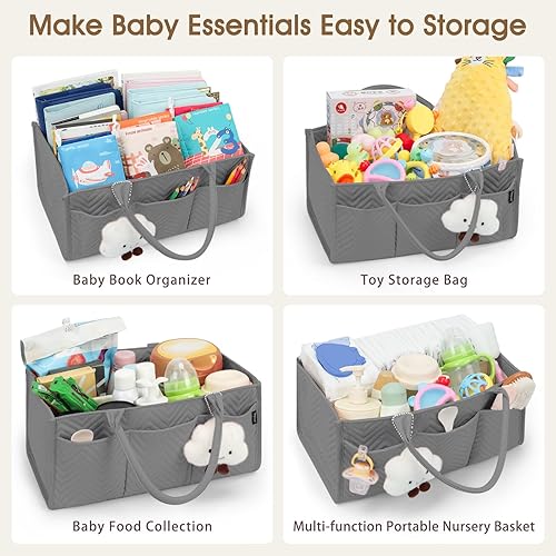 Miniatura 7 de Skycase Organizador grande de pañales, organizadores de bebé y almacenamiento para artículos esenciales para recién nacidos, cesta de almacenamiento