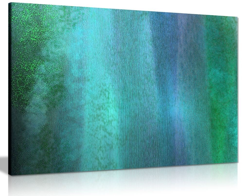 Panther Print Blue Abstract Teal Grunge Canvas Wall Art Picture Print (36X24)