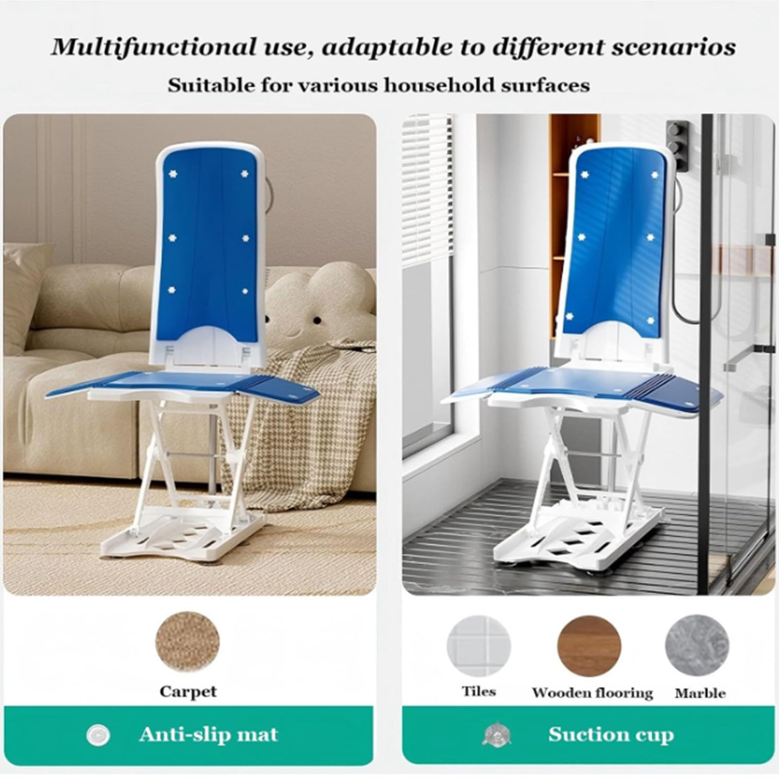 BCBKD Chaise Debout Électrique avec roulettes, Dispositif D'assistance Pliable pour Personnes Âgées, Hauteur Réglable De 0 À 50 Cm, Capacité Maximale De 140 Kg