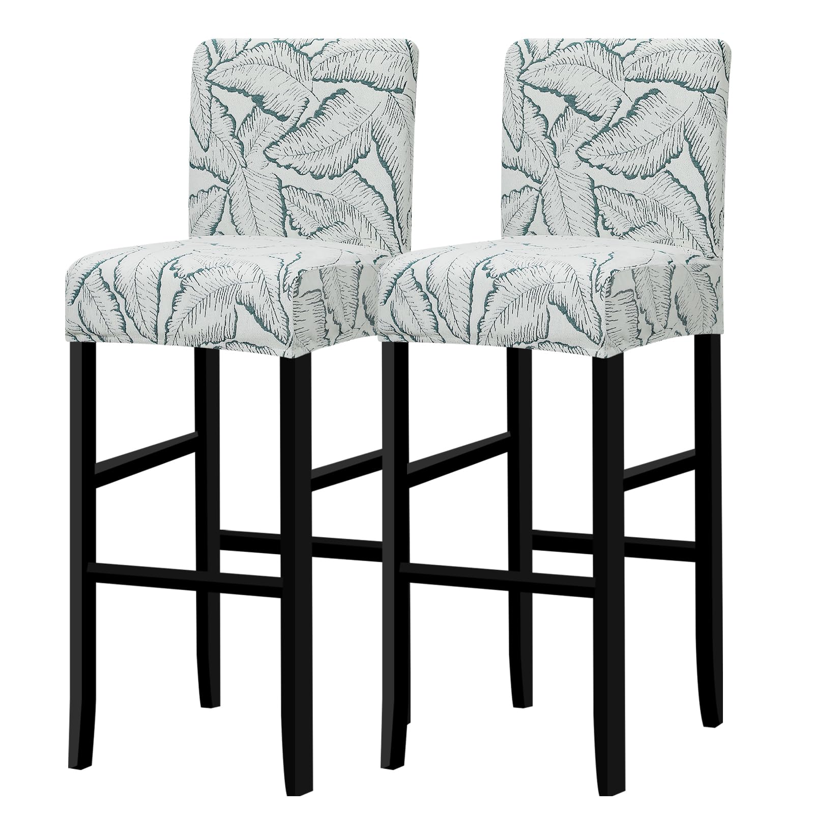 Lellen Bar Stool Covers Set of 4- Jacquard Bar Stool Chair Cover with Backs,Barstool Covers Slipcovers,Stretch Barstool Seat Covers,Chair Protector Covers for Kitchen Dining Room Counter Island