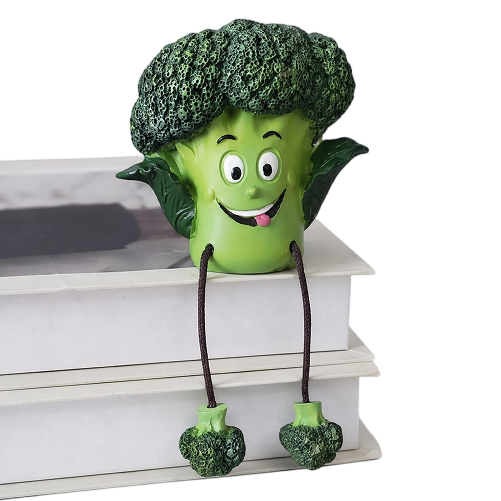 Fruit Resin Shelf Sitter Figurines with Flexible Dangling Legs, Fruit Character Desktop Ornaments for Home Office Desk, Whimsical Hanging Edge Statues for Bookshelf Windowsill Tabletop Indoor Decor