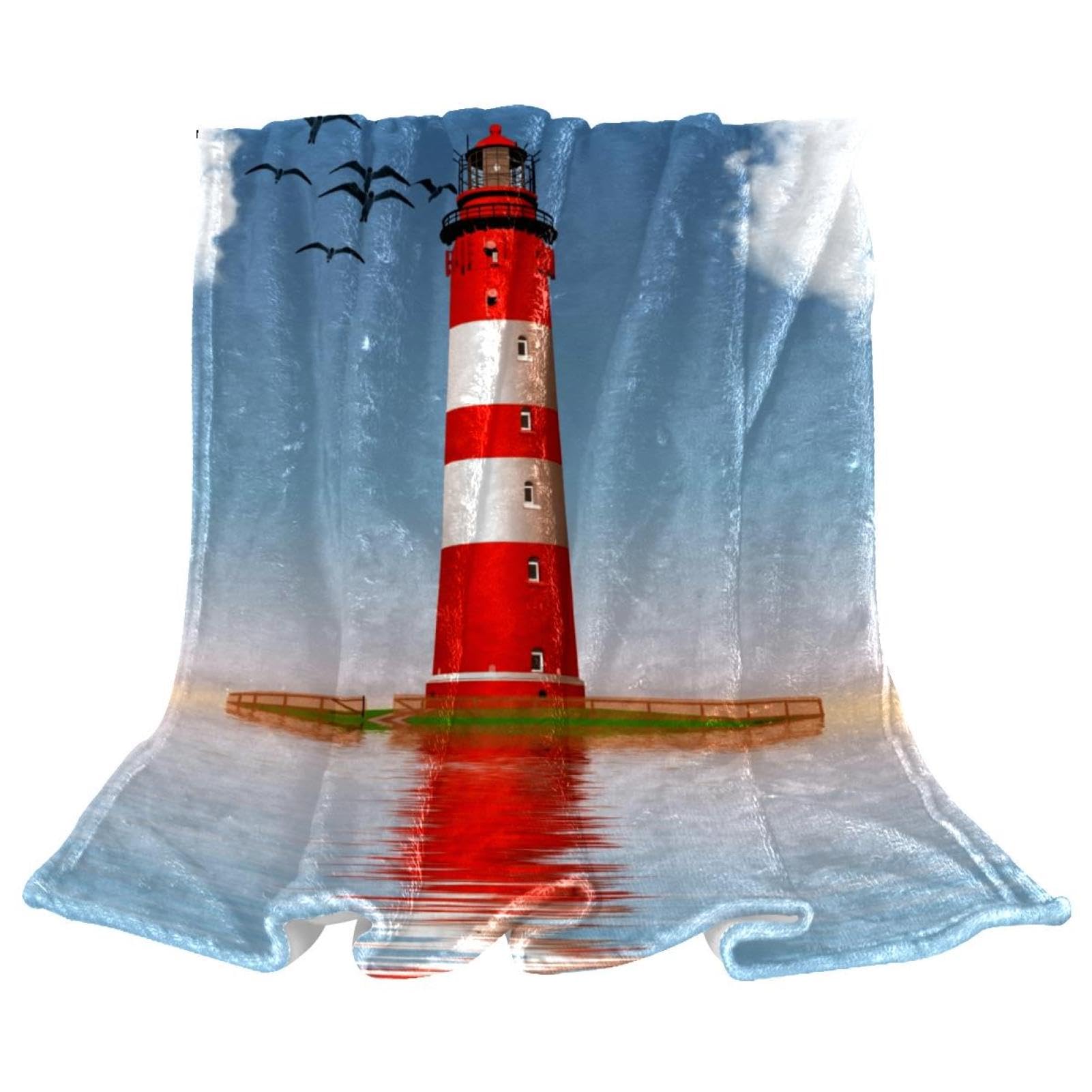 Couverture polaire phare microfibre chaude et douce jeté de canapé 150x130cm