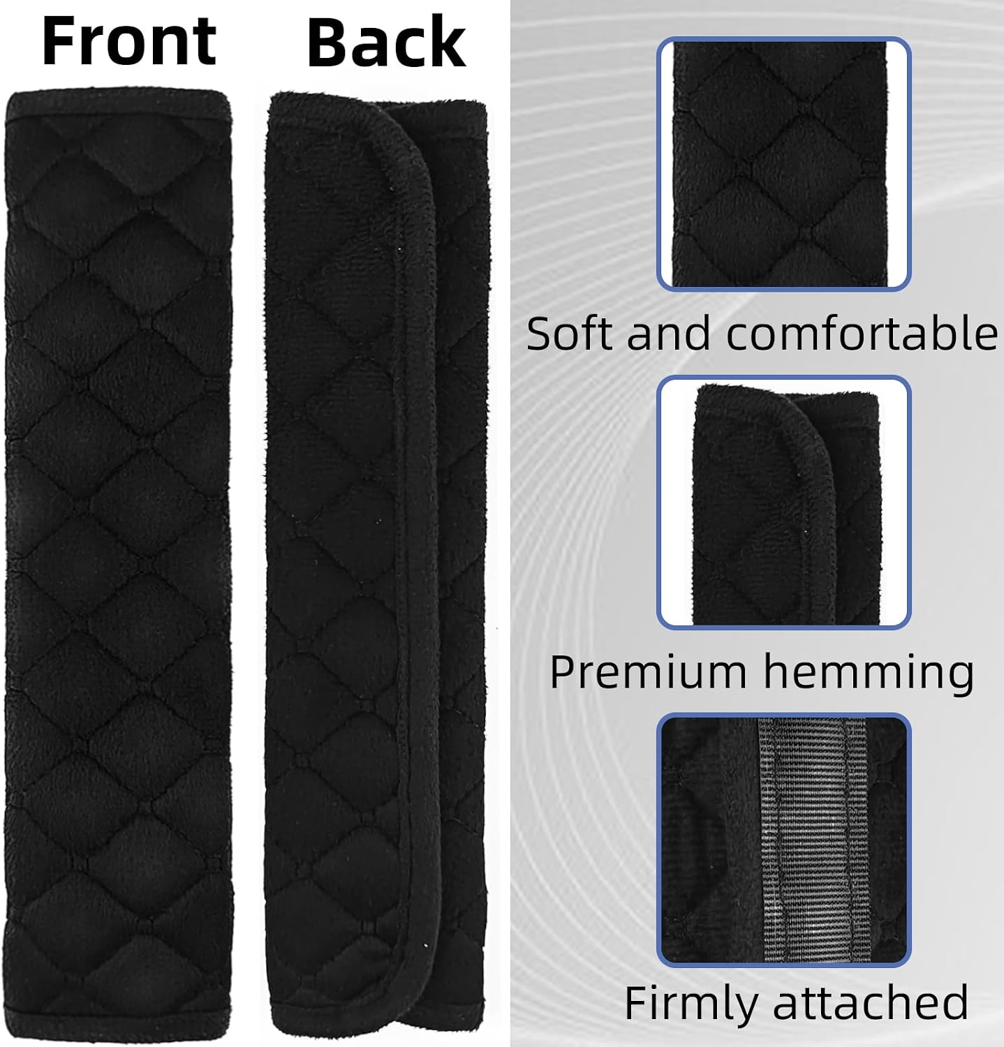 2Pcs Car Seat Belt Padding10.6In (27cm) Car Seat Belt Shoulder Strap Cover Car Accessories Interior,Soft Shoulder Strap Covers Seat Belt Protector Make Neck and Shoulders More Comfortable(Black)