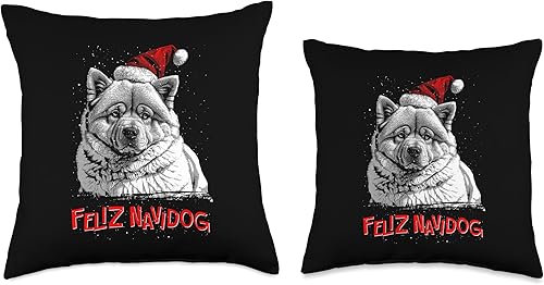 Miniatura 3 de BCC Chow Chow Shirts & Asian Dog Lover Gifts Chow Santa Claus Hat Merry Christmas X-Mas Dogs Throw Pillow, 18x18, Multicolor