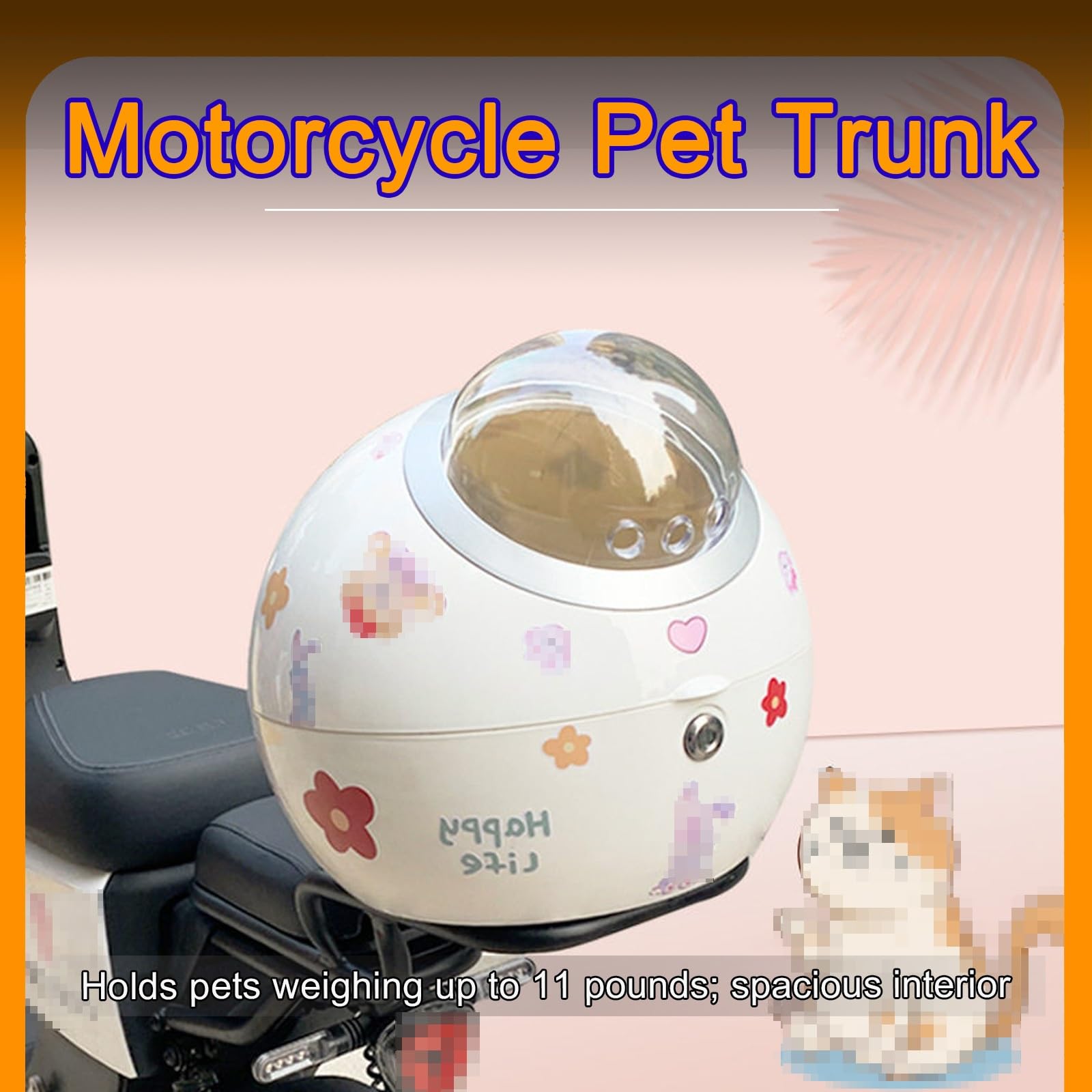 Trasportino Cane Moto Rigido Impermeabile Antiurto Porta Cane Moto Struttura Capsula Trasparente per Piccoli Cuccioli Gatti Gite In Moto All'aperto(White)