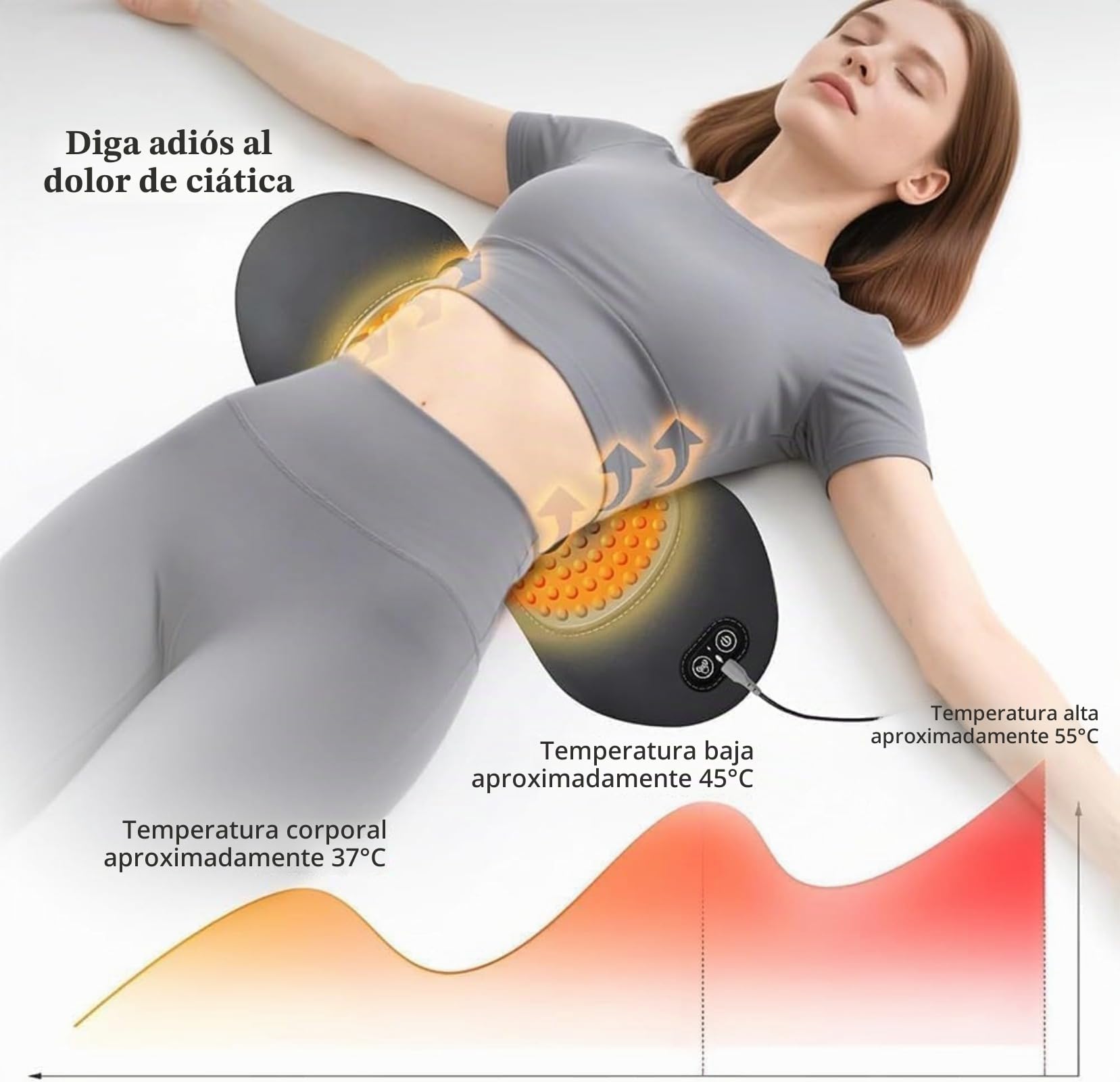 Masajeador De Ciática Eléctrica 3 En 1,Con Levantamiento De Tracción, Masaje De Vibración Y Compresa De Calor,For Cuello, Hombros Y Espalda