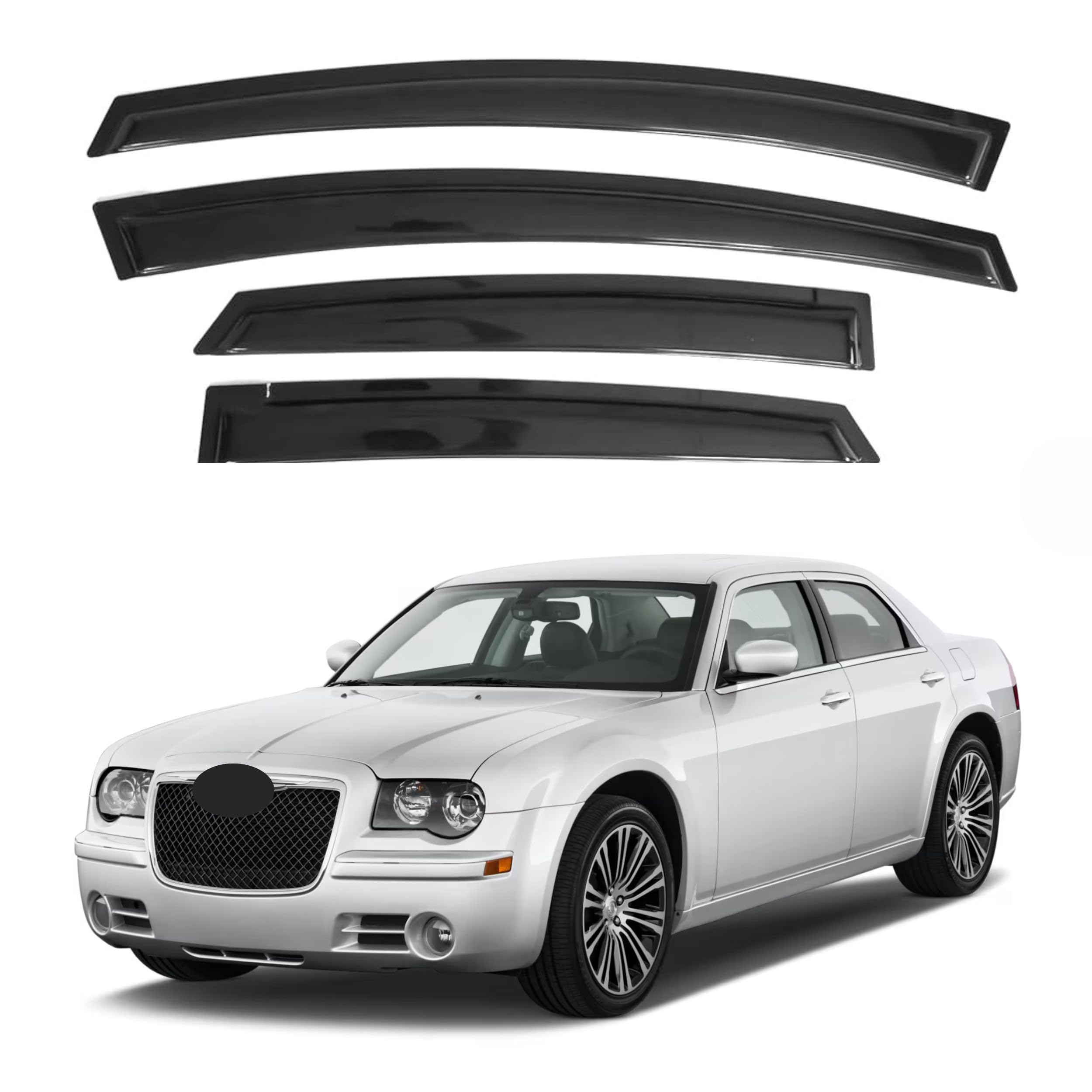 IG Window Visor for Chrysler 300 2005-2010 & Dodge Magnum 2005-2008, Rain Guard Tape-On Extra Durable Sun Wind Side Vent Window Deflector, 2005 2006 2007 2008 2009 2010