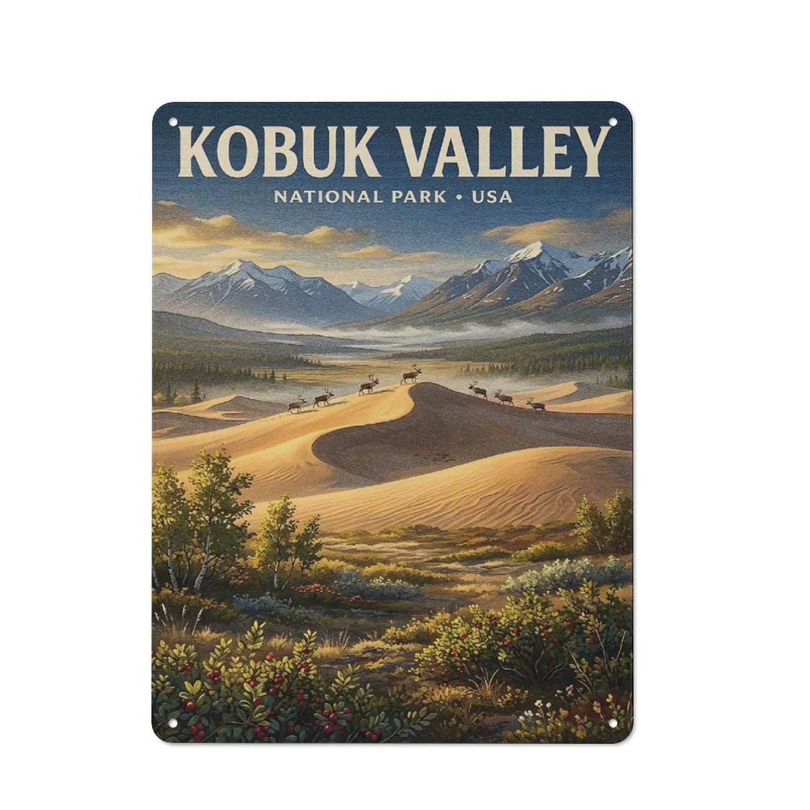 Junmoney Style-15 Tin Wall Plaque 40X30cm With Kobuk Valley National Park For Garage Wall, With Clear Vintage Wall Decor Character