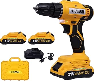 21V Cordless Screwdriver and Drill Machine - Compact, Lightweight, Powerful - 1300 RPM | Reversible switch Multi-Torque Clutch, 10mm Keyless Chuck - 2 x2.0Ah Battery | 6 months motor warranty