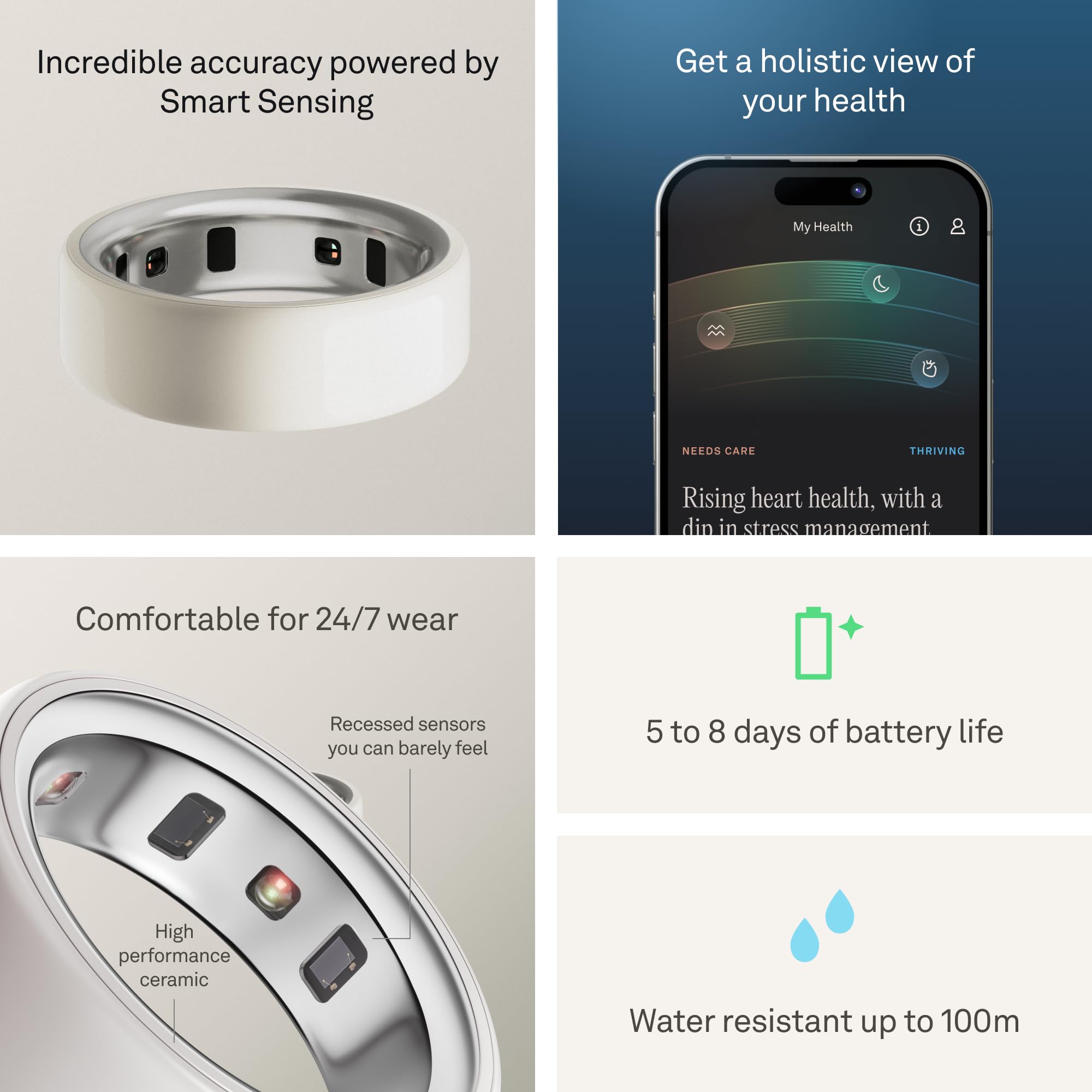 Amazon.com: Oura Ring 4 - Ceramic Cloud - Size 4 - Sleep, Activity 