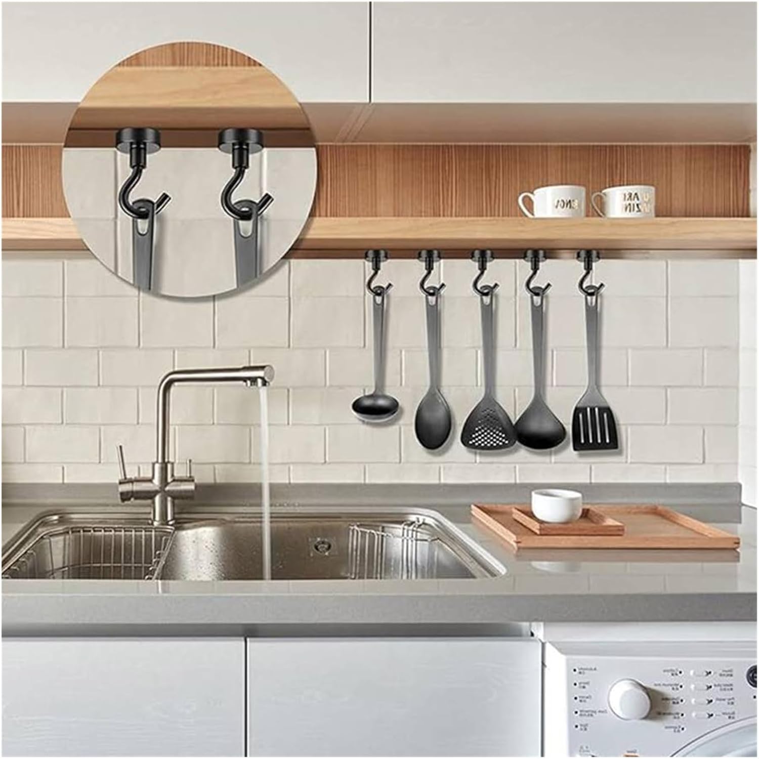 6/9P Magnetic Hooks，Compatible for Cruise Cabins, 25lbs Classroom, Professional-Grade Magnets with Hanging(9P-D16-BK)