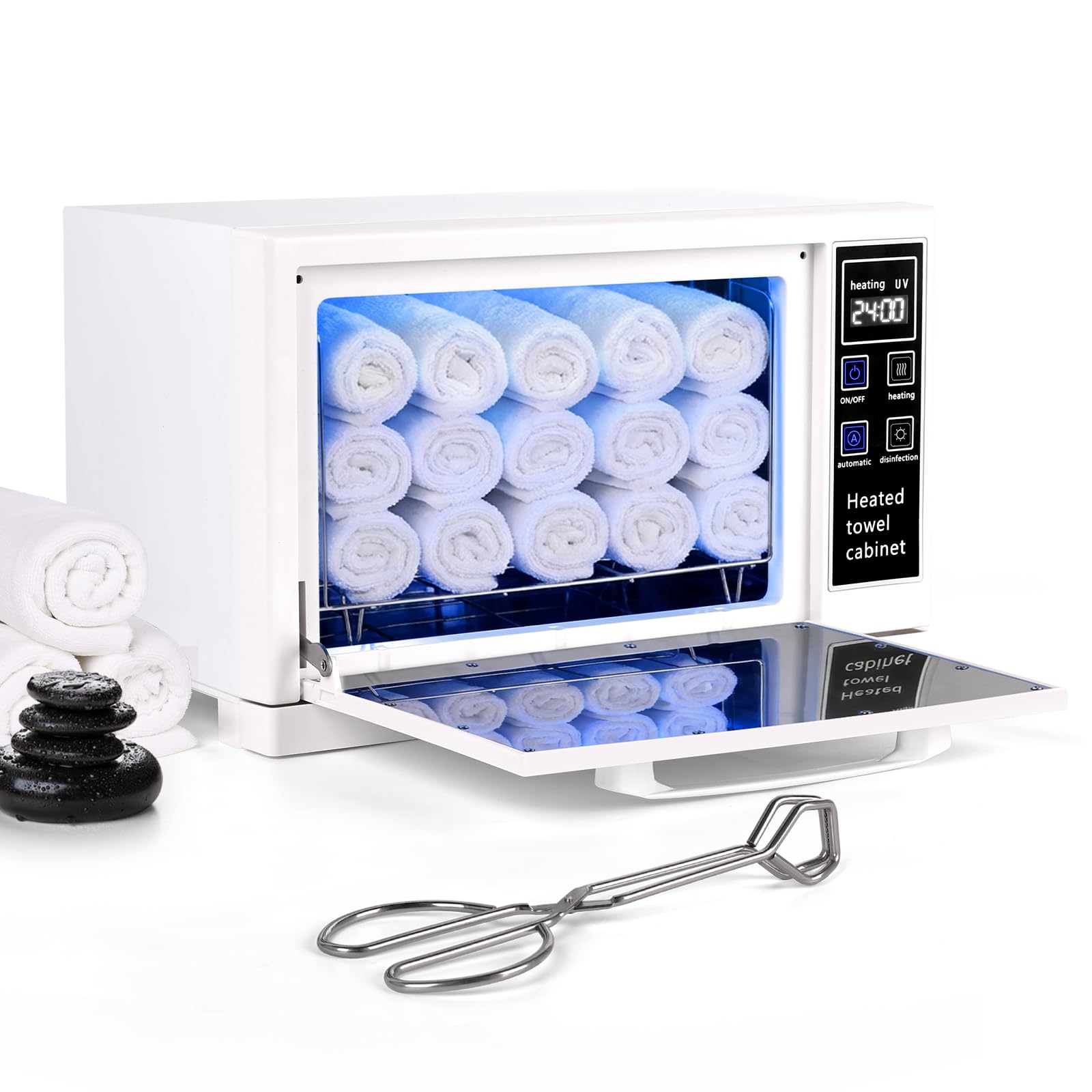 5,5L Handtuchwärmer mit UV-Licht, Kompressenwärmer mit 3 Betriebsmodi, Weiß