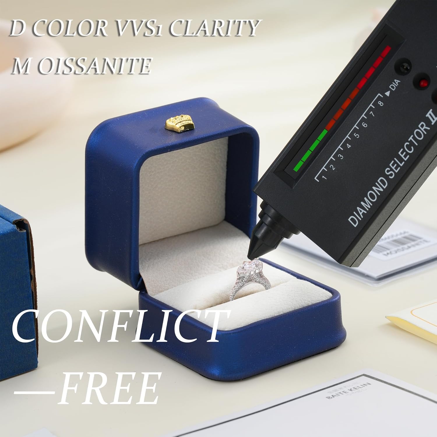 JKK Valentines Day Gifts for Her - 925 Sterling Silver 2ct D Color VVS1 Clarity Lab Grown Diamond Halo Wedding Engagement Ring Silver Jewelry Anniversary Valentines Day Gifts for Women Her - Image 5