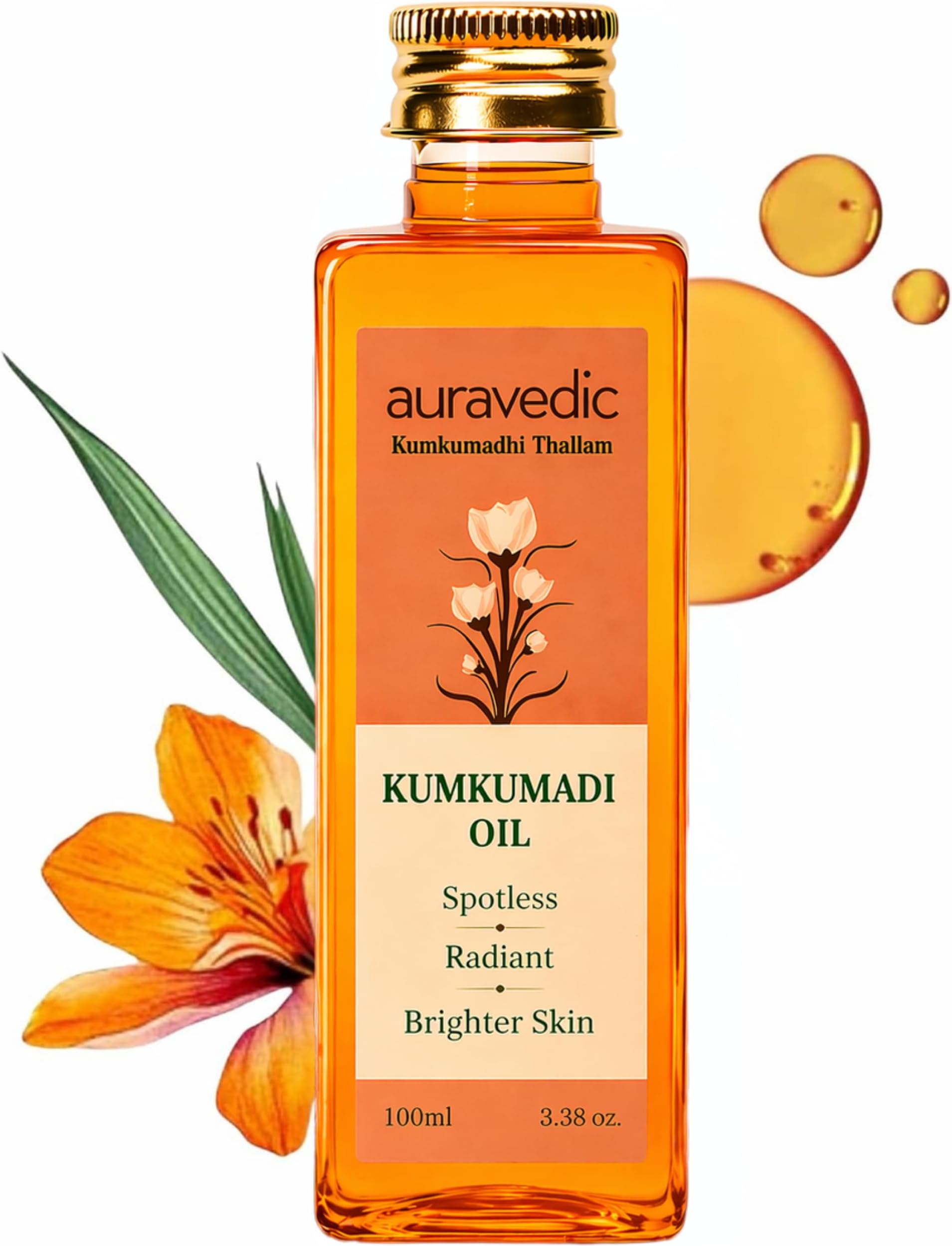 Kumkumadi Oil, 100 Ml. Kumkumadi Face oil for Glowing Skin. Kumkumadi Tailam from kerala.