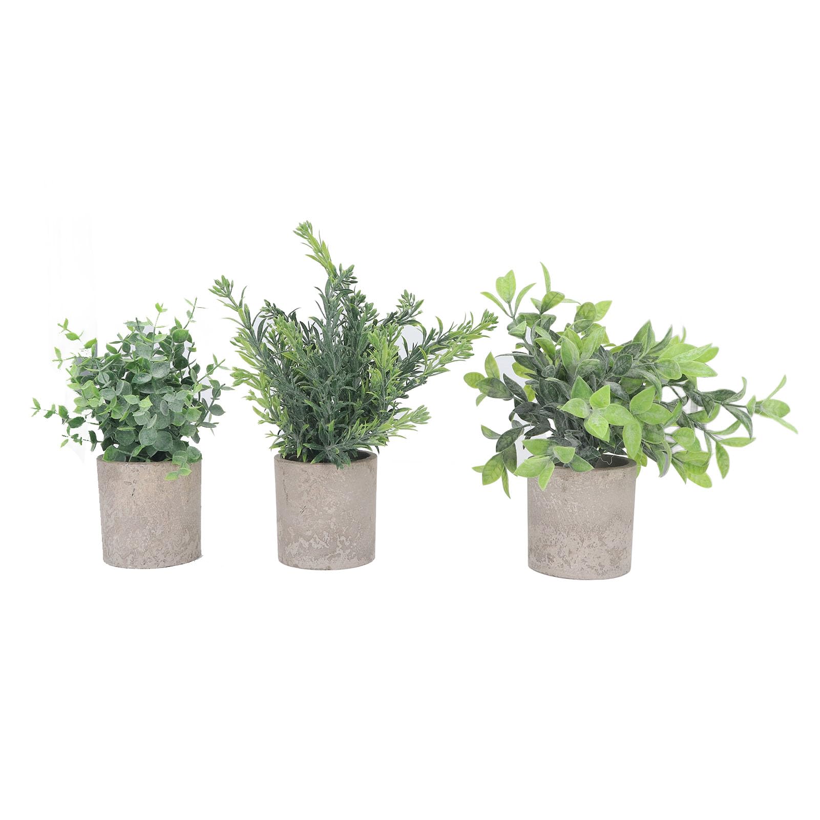 Paquete de 3 Plantas Artificiales de Eucalipto en Macetas de Plástico Falso Vegetación de Escritorio Decorativa Sin Necesidad de Riego para el Hogar Oficina Café Restaurant