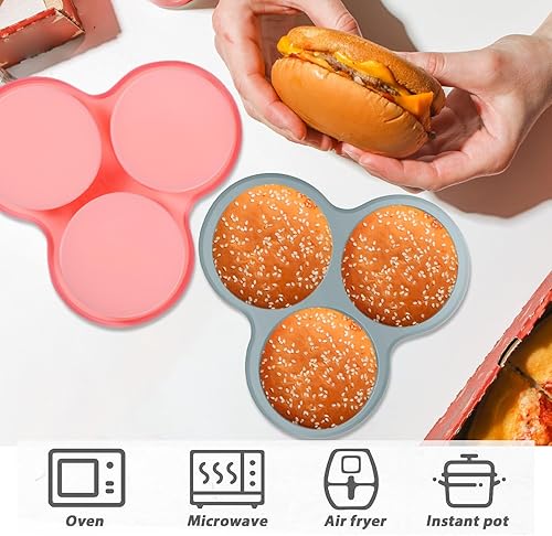 Miniatura 3 de Mobestech 2 moldes de silicona para huevos, freidora de aire para bocados de huevo, moldes de silicona para muffins, moldes de chocolate, sándwiches