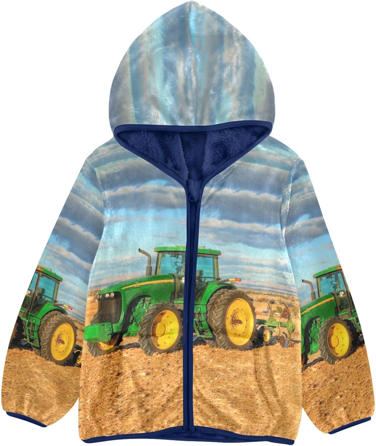 Boys Fleece Jacket Hooded Autumn Winter Long Sleeve Thick Warm Outerwear;3-10 Years Kids Cute Fuzzy Jacket