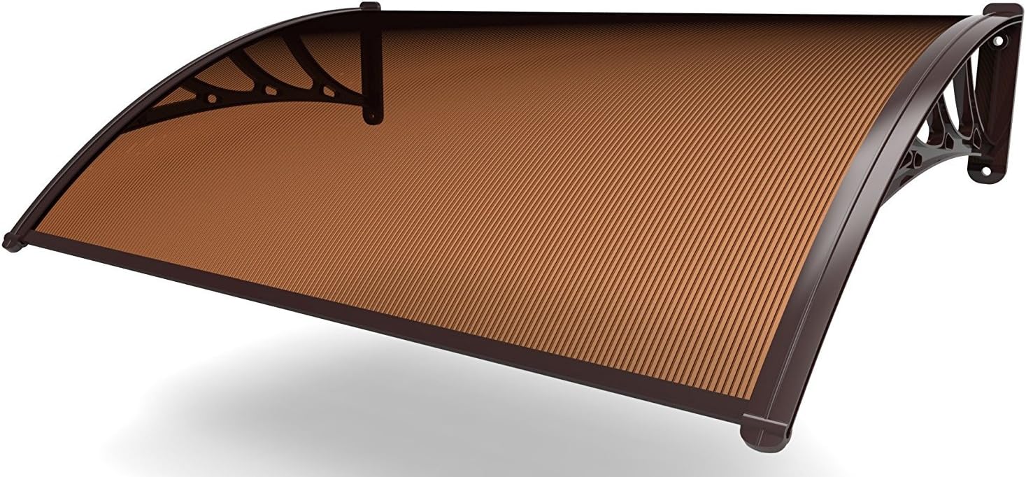 Pensilina Esterna In Policarbonato - Tettoia 100x200 Cm Marrone, Resistente UV, Per Porte E Finestre - Foto 2