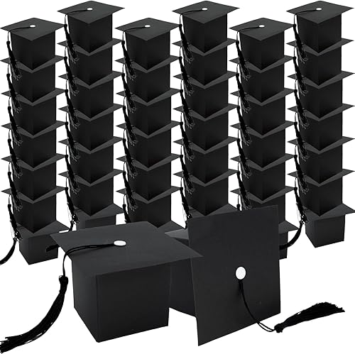 50 cajas de dulces de graduación, cajas de regalo de graduación, regalos de fiesta de graduación para la clase de 2024, decoración de fiesta de Negro