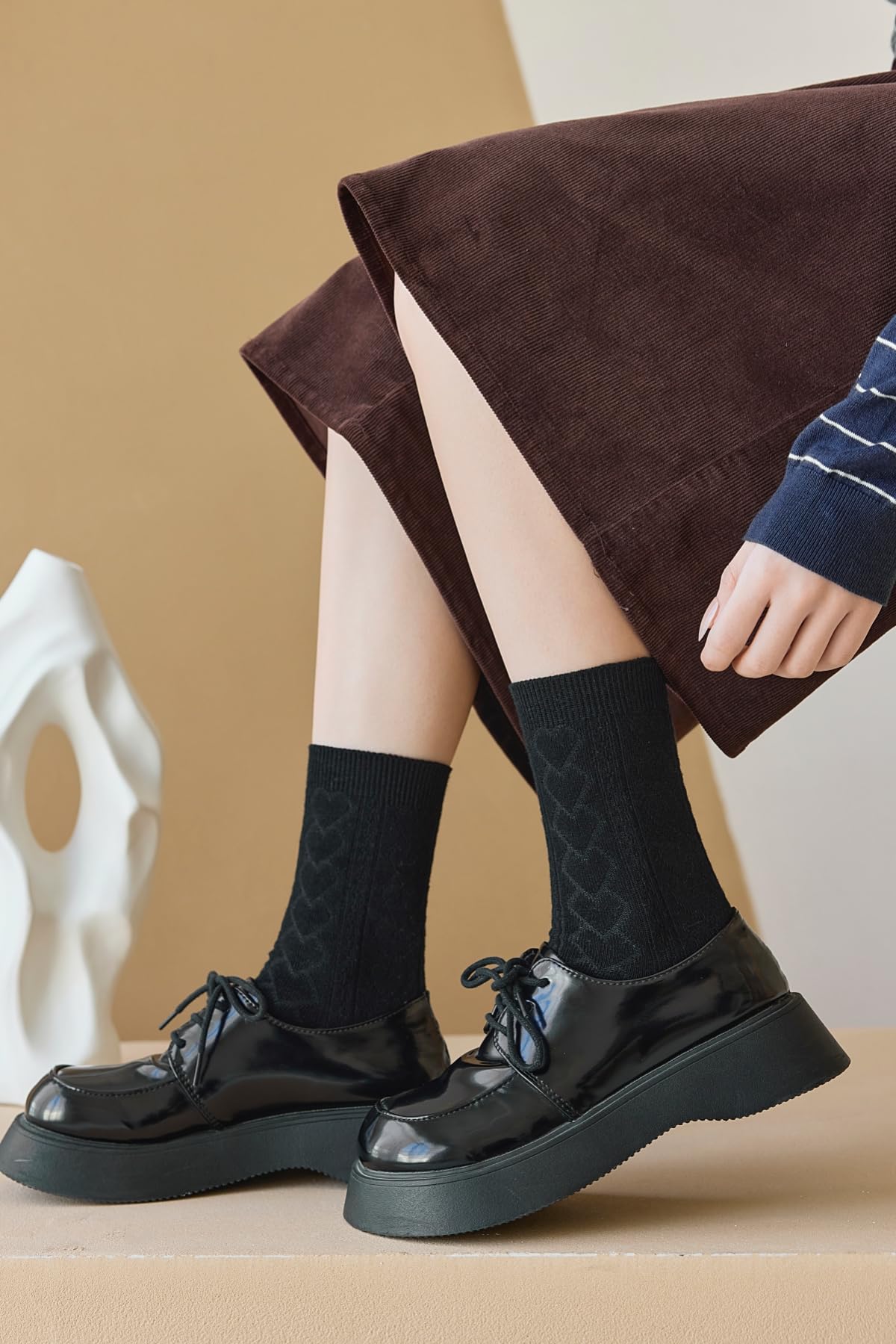 Rehelu Chaussettes mignonnes en tricot cœur pour femme - Style décontracté - Athlétique - En coton