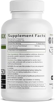 Bronson Korean Panax Ginseng High Potency Root Extract, 250 Capsules