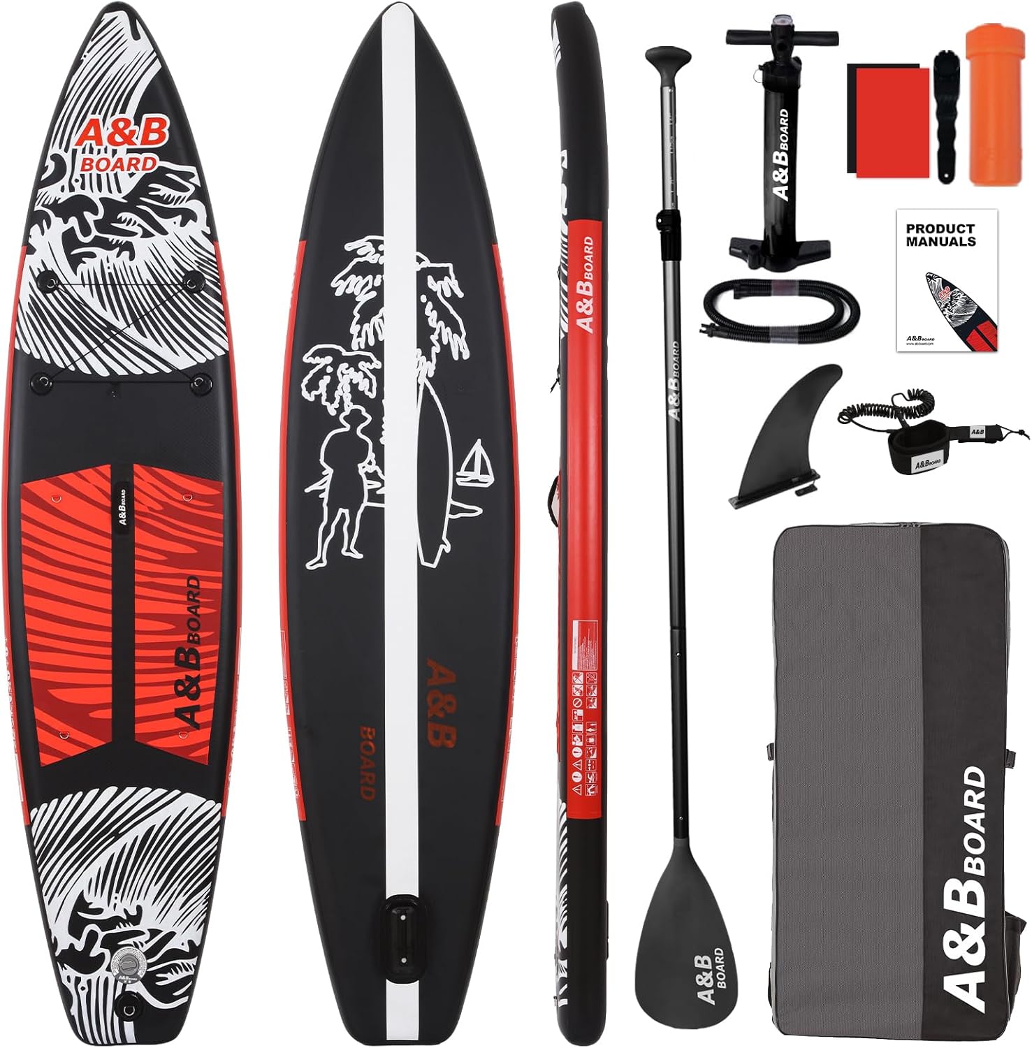 A&BBOARD Inflatable Stand Up Paddle Board, 10ft/11ft Paddle Boards for Adults with Premium SUP Paddleboard Accessories & Backpack, Dual Action Pump, Wide Stable Design, Non-Slip Comfort Deck