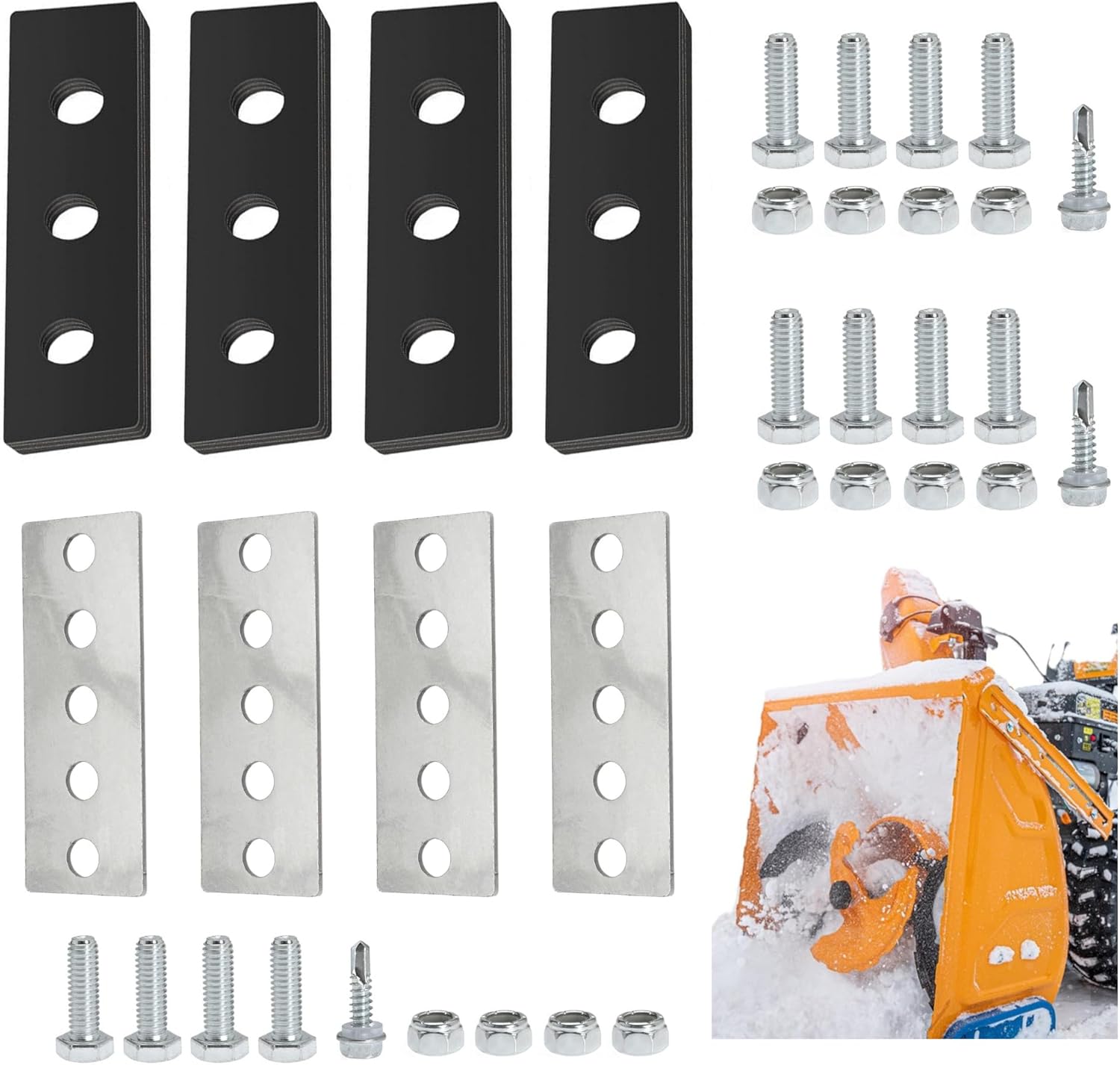 1/4inch Snow Blower Rubber Blade Impeller Modification Kit 4 Blade for 2-Stage Snow Blower