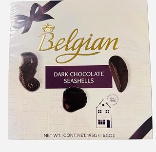 Belgian Dark Chocolate Seashells, Premium Belgian Chocolate Bonbons with Hazelnuts, 195g/6.8oz, Made in Belgium