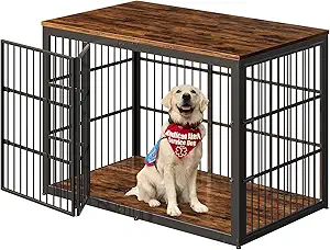 54" Dog Crate Furniture with Foldable Door, XXL Dog Crates for Large Dogs, Wooden Decorative Dog Cage Kennel Indoor End Table, Rustic Brown
