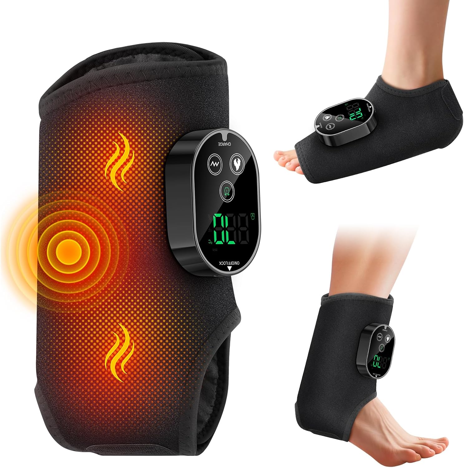Cordless Neuropathy Foot Massager, Ankle Massager for Pain Relief, Ankle Heating Pad Plantar Fasciitis Relief, Black - Image 9