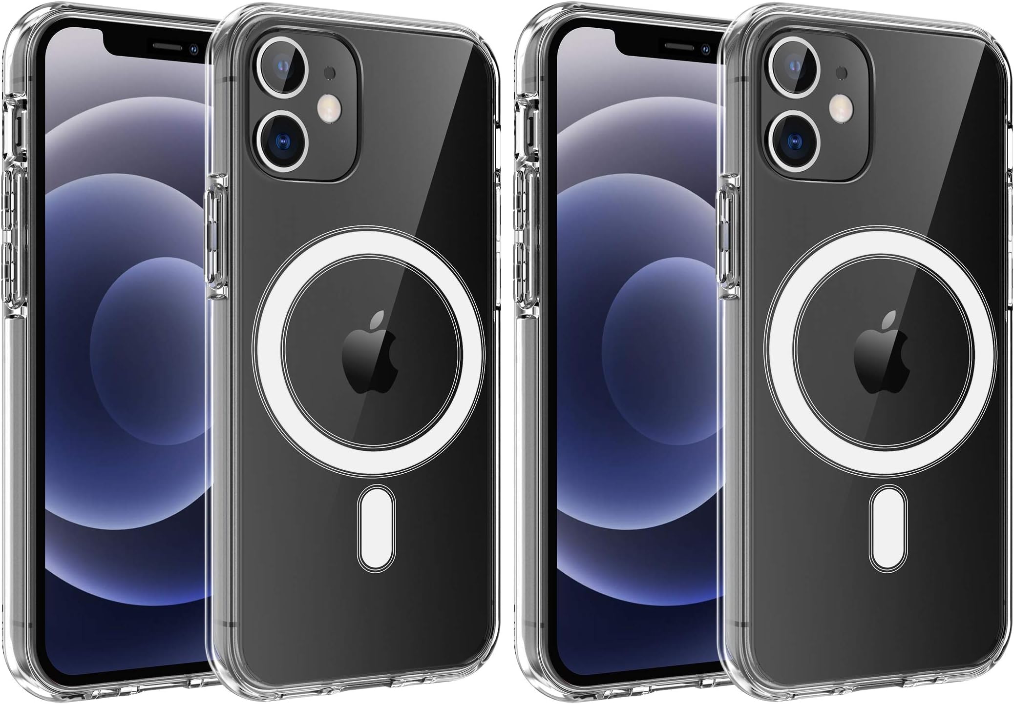 HVDI Clear Magnetic Case for iPhone 11 with Mag-Safe Wireless Charging, Soft Silicone TPU Bumper Cover, Thin Slim Fit Hard Back Shockproof Anti-Yellow Protective Case for iPhone 11 6.1Inch (Pack of 2)