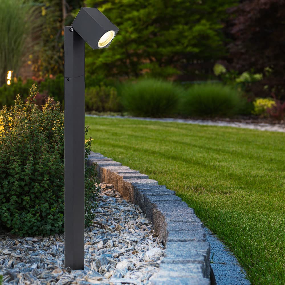 Wegeleuchten Außen anthrazit Garten Stehlampe dimmbar Aussen Smart Home RGB LED Außenleuchte Terrasse stehend, Farbwechsel Spot schwenkbar, 1x 4,5W 290lm warmweiß - kaltweiß, LxBxH 11,5x7,2x80 cm